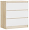 3E 3xE living.com Komodenschrank mit 3 Schubladen, Farbe: Sonoma Eiche/Weiss, A: 70 x 78 x 39 cm