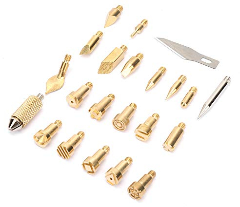 22Pcs Brass Electric Soldering Iron Tips Iron Wood Burning Pen Tip Pyrography Welding Tool Accessories