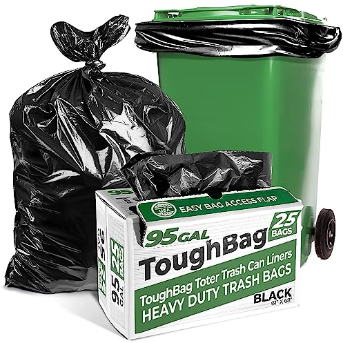 Sacs poubelle extra larges de 25 à 248 litres, sacs poubelle noirs de 154,9 x 172,7 cm, 1,2 mil d'épaisseur (25 pièces), très résistants de 25 gallons, 95 gallons, 300 gallons, 300 litres, 25 sacs