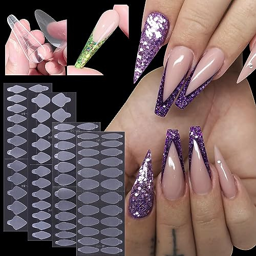 96 Stück French Nails Stempel für Gelnägel, French Forms Aufkleber für Poly Nagel French Nails Schablone Nagelverlängerung Maniküre French Nagelsticker Nagel Tips Nageldesign