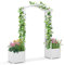 COSTWAY Arche de Jardin avec Jardinière en Bois avec Treillis, Pergola Extérieur pour Plantes Grimpantes Légumes, Décoration pour Mariage Commémoration Fête d'anniversaire (Blanc)