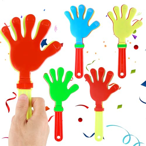 Prasacco 4 Stück Handklöppel, Handklatscher Kunststoff Hand Klöppel Geräuschmacher Handklatsche Klapperhand Krachmacher Partygeschenke Gefälligkeiten für Sportveranstaltungen, Konzert Party Zubehör