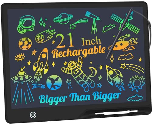 Kinayue LCD-Schreibtablett für Kinder, Wiederaufladbare Maltafel Zeichentafel, Vorschule Lernen Spielzeug Weihnachten Geburtstag Ostern Geschenk 3 4 5 6 7 Jahre alt Mädchen Jungen (21 Zoll-Schwarz)