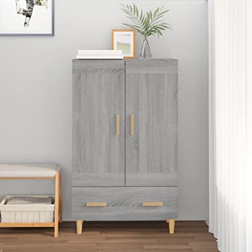 AUVYI Highboard Grau Sonoma 70x31x115 cm Holzwerkstoff Küchenschrank Badezimmerschrank Aktenschrank Bücherregal Wäscheschrank Lowboard Wohnzimmer Schuhregal Schmal