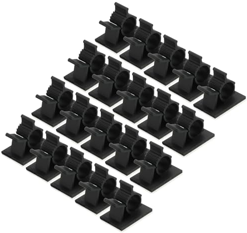 QUARKZMAN 25 Stück Kabelclips, 10-13mm Durchmesser Selbstklebende Nylon Kabelhalter, Verstellbare Kabelmanagement-Organizer-Klemme für PC Schreibtisch Büro, Schwarz