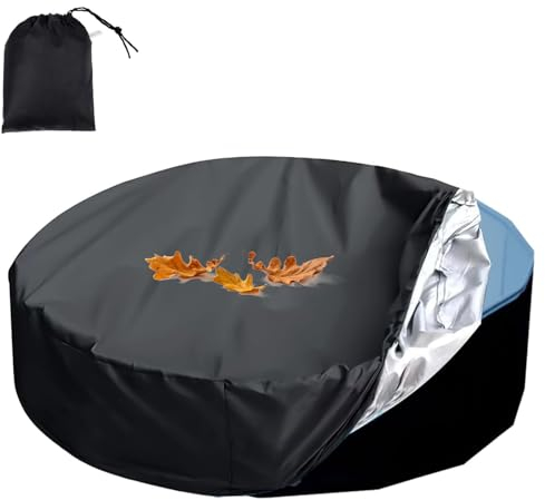 Bâche de piscine ronde 305 cm, pour piscine de 305 cm, résistante aux UV, à la poussière, avec corde coupe-vent, pour tous les types de piscines, noire
