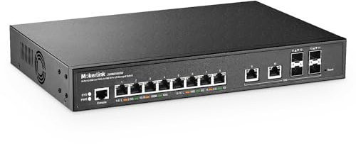 MokerLink Commutateur géré 8 ports 2,5 Gigabit, 2 ports Ethernet 10 G, 4 ports SFP+ 10G, Web/CLI L3 géré, ordinateur de bureau | Commutateur réseau monté en rack