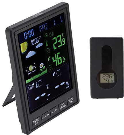 LOCADENCE Wetterstationen, Kabellos, für Innen und Außenbereich, 3 Kanäle, Regulierbare Hintergrundbeleuchtung, Uhrenthermometer für Kabelloses Innen und Außenthermometer