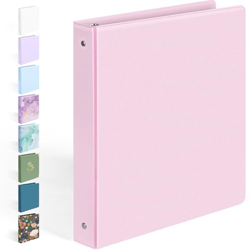 BinderX 3 Ring Binder 1 Inch, 1 Clear View Binder, Pink, Letter / A4 Size