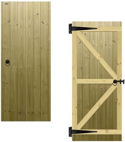 Tongue & Groove Interlocking Fully Framed Flat Top Pedestrian Side Garden Gate Height: 6ft (180cm) x Width: 75 cm Supplied with the Ring Latch Hinge Pack and Bolt