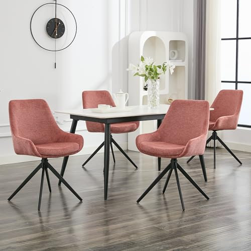 LONXIU Tavolo e sedie da pranzo 4 pezzi, sedie da cucina girevoli, sedie da pranzo moderne imbottite per sala da pranzo, soggiorno, studio, Rosa