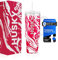 HUSKY ICE Taza térmica con pajita y asa [24 horas de frío] 1,2 litros, vaso con tapa y pajita, taza de café Quencher – Termo y termo (rojo estampado)
