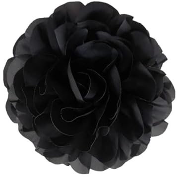 130mm Grande Broche Délicate En Forme De Camélia Faite à La Main En Tissu Avec Fleur De Rose Pour Fête De Mariage Danse Robe Costume Cérémonie Vêtements Accessoires Cadeaux (noir)