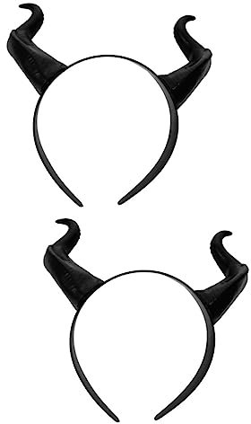 2 Stück Horn-Stirnband, Halloween, Foto-Requisite, Teufelshörner, Dämonenhörner, Cosplay-Stirnband, Ochsenhorn-Haarband, Gothic-Horn, Kopfbedeckung, schwarzes Horn, Loki-Hörner, Entrust-Ohr, Damen, Ku