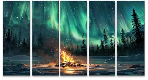 islandburner Bild auf Leinwand Schöne Polarlichter, strahlende Aurora Borealis, winterliche Atmosphäre A Bilder Wandbilder Poster