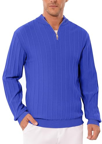 iClosam Men's Long Sleeve Quarter Zip Pullover Causal Regular Fit Stand Collar 1/4 Zip Jumpers