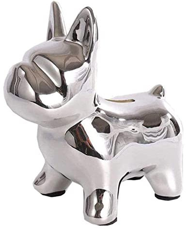 NPXUAMTJ Französische Bulldogge Sitzende Keramik Hundefigur Sparschwein Keramik Kunsthandwerk Für Zuhause Wohnzimmer Gartendekoration