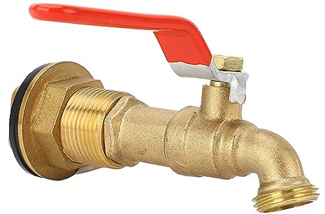 Robinet à Robinet en Laiton Massif, Facile à Installer, Large Application, Longue Durée de Vie, Robinet à Bille Quart de Tour de 1 ou 2 Pouces pour Barils de Pluie, Réservoirs