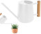 OFFCUP Regadera, 35oz 1L Regadera Pequeña, Regadera de Acero Inoxidable para Jardín, Regadera con Caño Largo y Cómodo Mango de Madera, Regadera para Plantas, para Vivienda Exteriores Interior (Blanco)