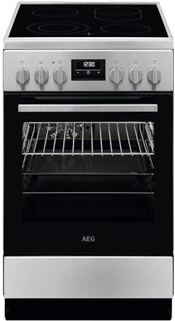 AEG Standherd mit Glaskeramik-Kochfeld 50cm, A, 1 Paar Teleskopschienen, Bräter- und Mehrkreiskochzone, Grill, Edelstahl mit Antifingerprint, CCB544OCBM