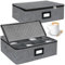 VERONLY 2 soportes para tazas de café con partición, muebles con tapa y asas, caja plegable para 24 tazas de café, tazas apilables (gris oscuro)