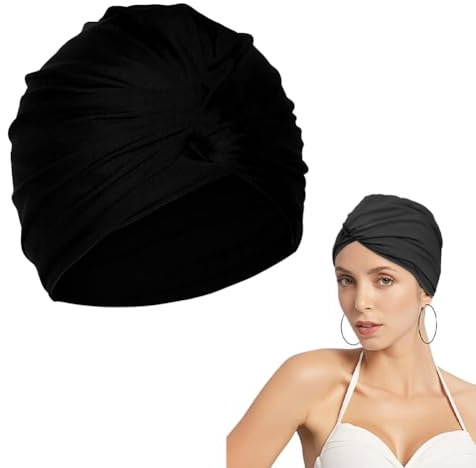 Cuffie Piscina, Cuffie da Nuoto, Cuffia Piscina Capelli Lunghi, Cuffie da Nuoto Unisex Adulto, Elastica in Poliestere, per Elastici Nero Cuffia da Nuoto in Tessuto Cuffia da Nuoto per Adulti