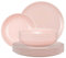 Seltmann Weiden Amina Rosé Tafelservice 12-teilig, Runde Speiseteller (28 cm) und Suppenteller (21 cm) für 6 Personen, Geschirr-Set mit dezentem Relief-Muster, Porzellan, Rosa