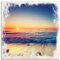 Wallario Wandbild aus Holz Sonnenuntergang am Meer mit Wellen am Strand - 50 x 50 cm in Premium-Qualität: Brillante Farben