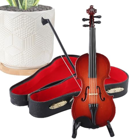 Geige Skulptur für zu Hause – Dekoration von Musikinstrumenten aus Holz | Schreibtischzubehör für Violine, Dekoration für den Schreibtisch, Geige aus Holz