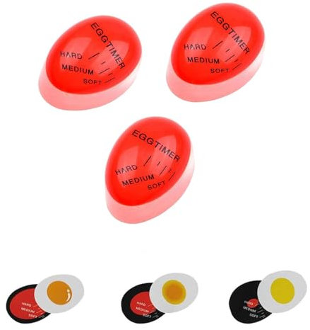 Yeenano Minuteur Cuisson des Oeufs,3 Pièces Minuterie D'oeufs Cuisine, Bouillir Doux,Moyen ou Dur Minuterie à Oeufs à Changement Couleur Oeufs Sûre Réutilisable pour Cuisine et Utilisation Maison