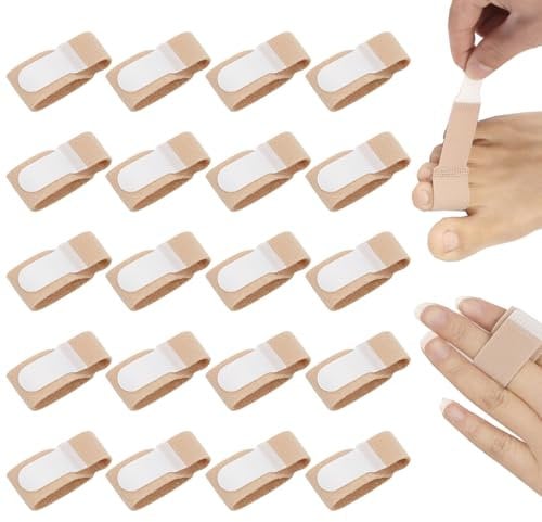 SCROLIEY 20PCS Hammer Toe Straightener, Hammer Toe Splints, Reusable Toe Straighteners, Broken Toe Wraps Splint Bandages Toe Cushioned Bandages for Hammer Broken Toes Toe Protector
