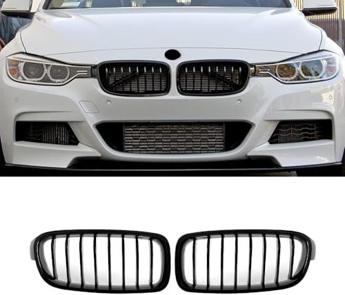 Gangying F30 Kühlergrill für BMW 3er F30 F31 F35 Nieren 318d 320d 330d 320i 328i 335i xDrive Grill Schwarz Glänzend Einzelsteg 2012-2018