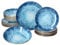 MamboCat Marina Service de table 18 pièces en porcelaine bleue avec design maritime pour 6 personnes I Décor océan, 6 assiettes plates, 6 assiettes creuses de 450 ml et 6 assiettes à dessert