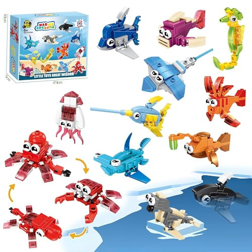 Bambebe 12 Mini Animaux Briques de Construction pour Enfants, Cadeaux Invités Anniversaire, Récompenses Scolaires, Jeux Créatifs pour Filles et Garçons 4-12 Ans