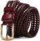 Hommes Véritable Bouteille tressée Couteaux Qualité Boutettes Vintage pour Hommes Boucle d'or Ceinture pour Hommes décontractés pour Les Jeans, Rouge à vin, 42 Pouces / 105 cm