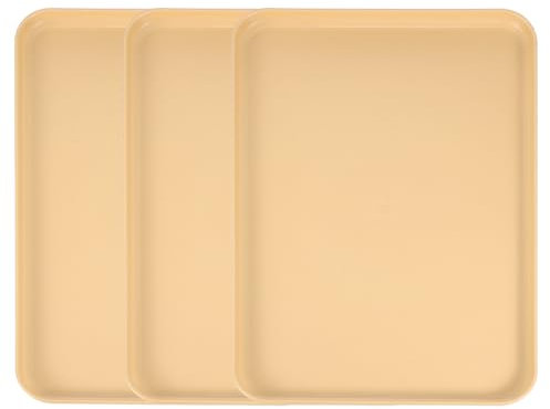 sourcing map 3Pcs Plastic Serving Trays, 15 x 10.6 Inch Rectangle Food Serving Cafeteria Trays for Kitchen Restaurant Coffee Fruit Burger Lunch Dessert, Yellow