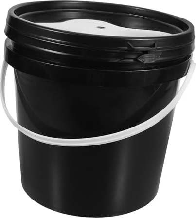 Seau à Peinture Rond Noir 2l en Plastique avec Poignée | Stockage de Peinture, Usage Quotidien à Maison, Format Léger et Polyvalent