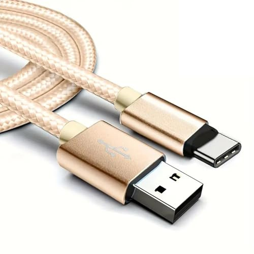 2 metre Fast Charging Cable Type C - 2 in 1 Charging & File Transfer USB to USB C Charger Cable with 10-20W Output Power, Advanced Chip Design (Gold)