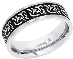 Amor Ring Edelstahl Unisex Damen Herren Ringe, Schwarz, Kommt in Schmuck Geschenk Box, 9156160