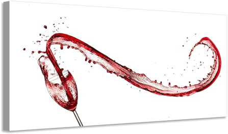 Generico Splash bicchiere di vino rosso su sfondo bianco - Quadro stampa su tela con telaio in legno - 140x70 cm