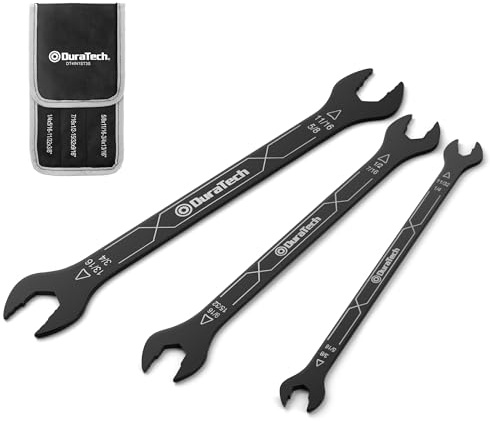 DURATECH 4-in-1 Super-Thin Open End Wrench Set, 12 Sizes in 3 Pieces, SAE