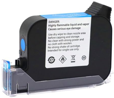 UHSTJW 2588 2588+M Handheld -Drucker Tinte Patrone Schnell trockene Öko -Lösungsmittel Tinte 12,7 mm Druckhöhe Bunte Tintenstrahlpatrone kompatibel mit Tintenstrahldruckern(1pcs Blue)
