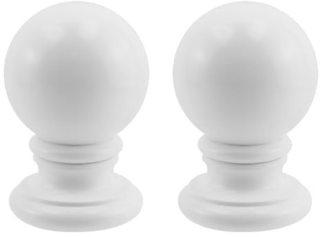 Dnyta 2 Pcs Decorative Wood Finials, 4.72 Tall x 2.95 Wide Round Ball Bed Column Large Craft Wooden Finial for Home Deoration for Bed Post Finials Staircases Curtain Rod DIY Crafts, White