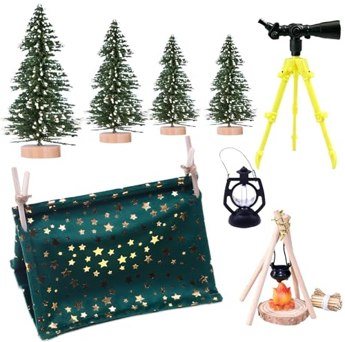 Wichtel Set Weihnachten Komplett – Wichtelzubehör Mit Zelt, Lagerfeuer, Bäumen, Laterne & Fernglas – Kreatives Wichteltür Zubehör, Wichtel Zubehör Weihnachten Für Weihnachtsdeko & Wichtelwelt