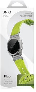 UNIQ FLUO Armband für Garmin Watch, 22 mm, magnetisches Silikonband mit abnehmbarem Anschluss, sicher verstellbare Passform für Garmin Smartwatch, Limettengrün
