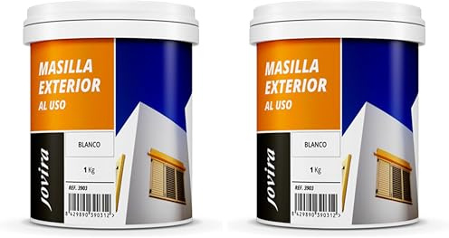 JOVIRA PINTURAS Masilla para exteriores. Especial para enlucido de paredes y fachadas de cemento, ladrillo, hormigón, pinturas plásticas, etc. Lista al uso. (1 Kg) (Paquete de 2)