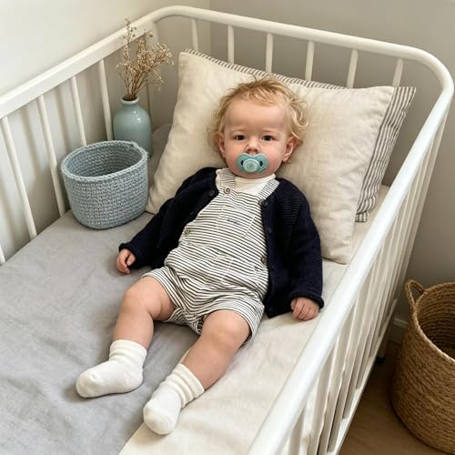 ROSHUAN Realistische Reborn-Babypuppen Blonder Junge 70 cm große Größe Reborn-Kleinkind Puppen Mit Weichem Stoffkörper, Naturgetreue Babypuppe, Lebensechte Kleinkindpuppe für Kinder