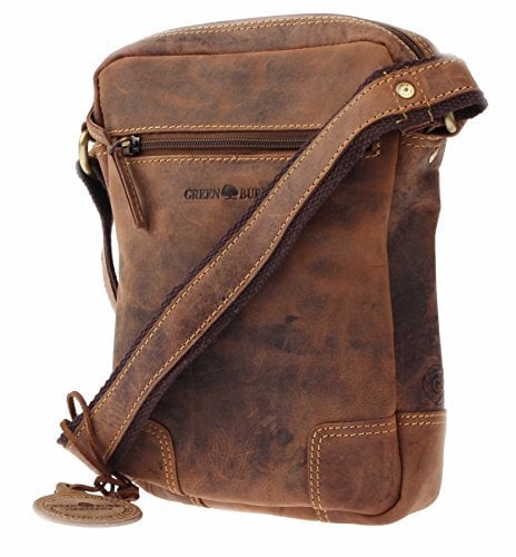 Greenburry Vintage Umhängetasche Leder Schultertasche braun | 20x26x6cm