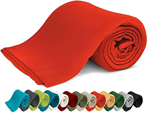 KiGATEX Polar-Fleecedecke – 130 x 160 cm – Oeko-TEX Standard 100 Zertifiziert – Kuschelige Fleece-Decke für innen & außen – Pflegeleicht als Sofa-, Sommer-, Hunde- oder Tagesdecke – Rot