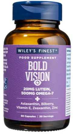 Wiley’s Finest Bold Vision Omega-7 Formula, 60 Softgels | With Lutein, Zeaxanthin, Bilberry, Zinc & Vitamin E for Daily Eye & Vision Support